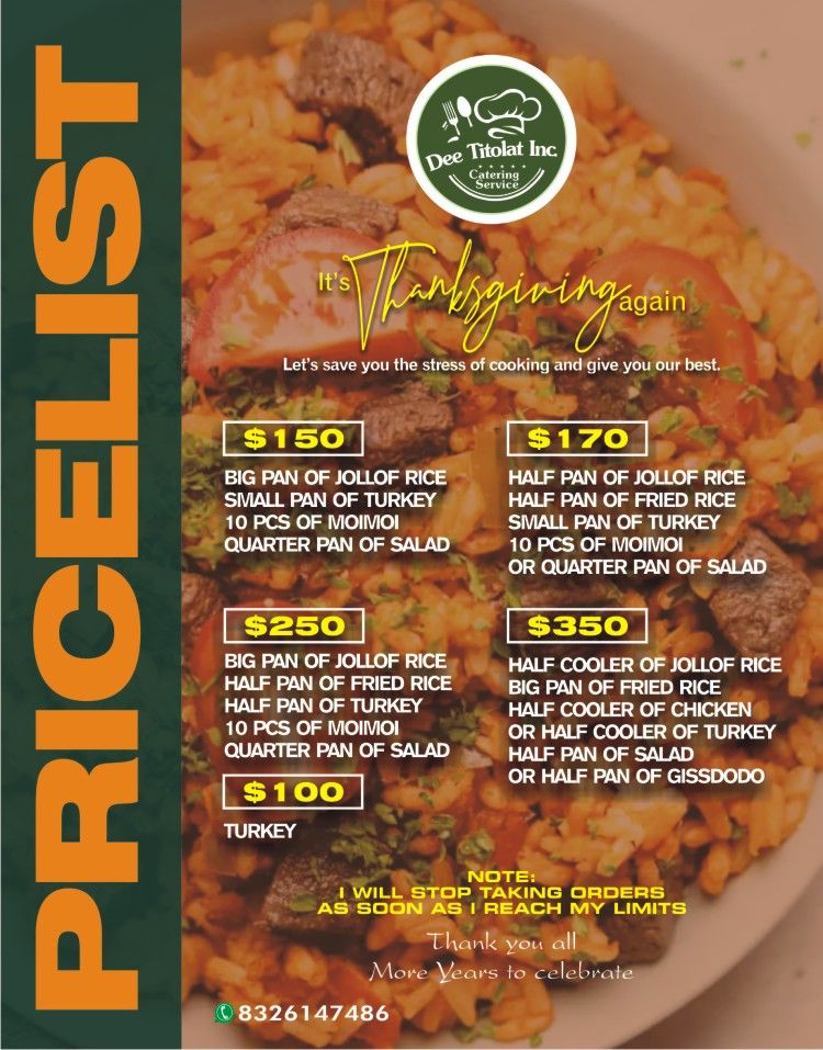 Dee Titolat African Restaurant Photo Menu 1