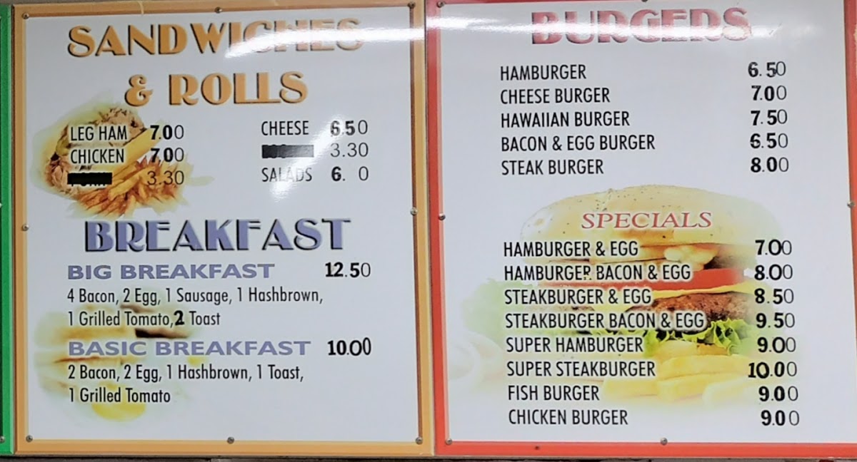 David's Snack Bar Photo Menu 2