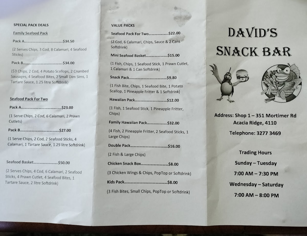 David's Snack Bar Photo Menu 5