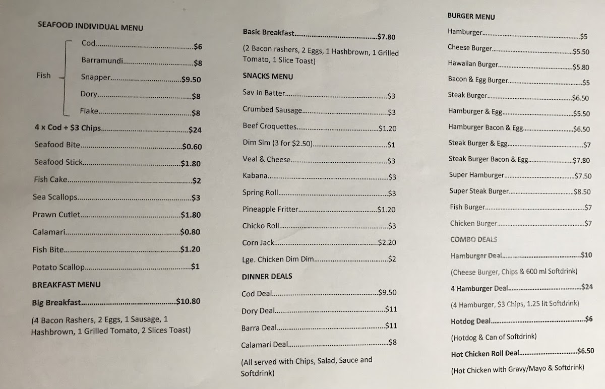 David's Snack Bar Photo Menu 6