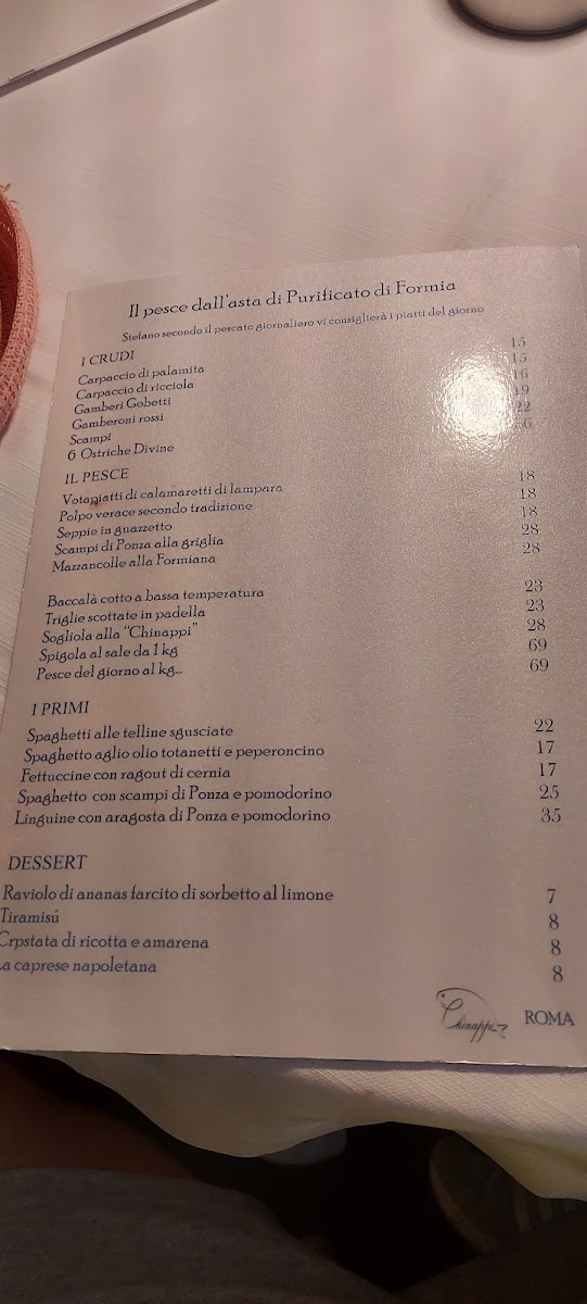 Chinappi Seafood Restaurant Photo Menu 1