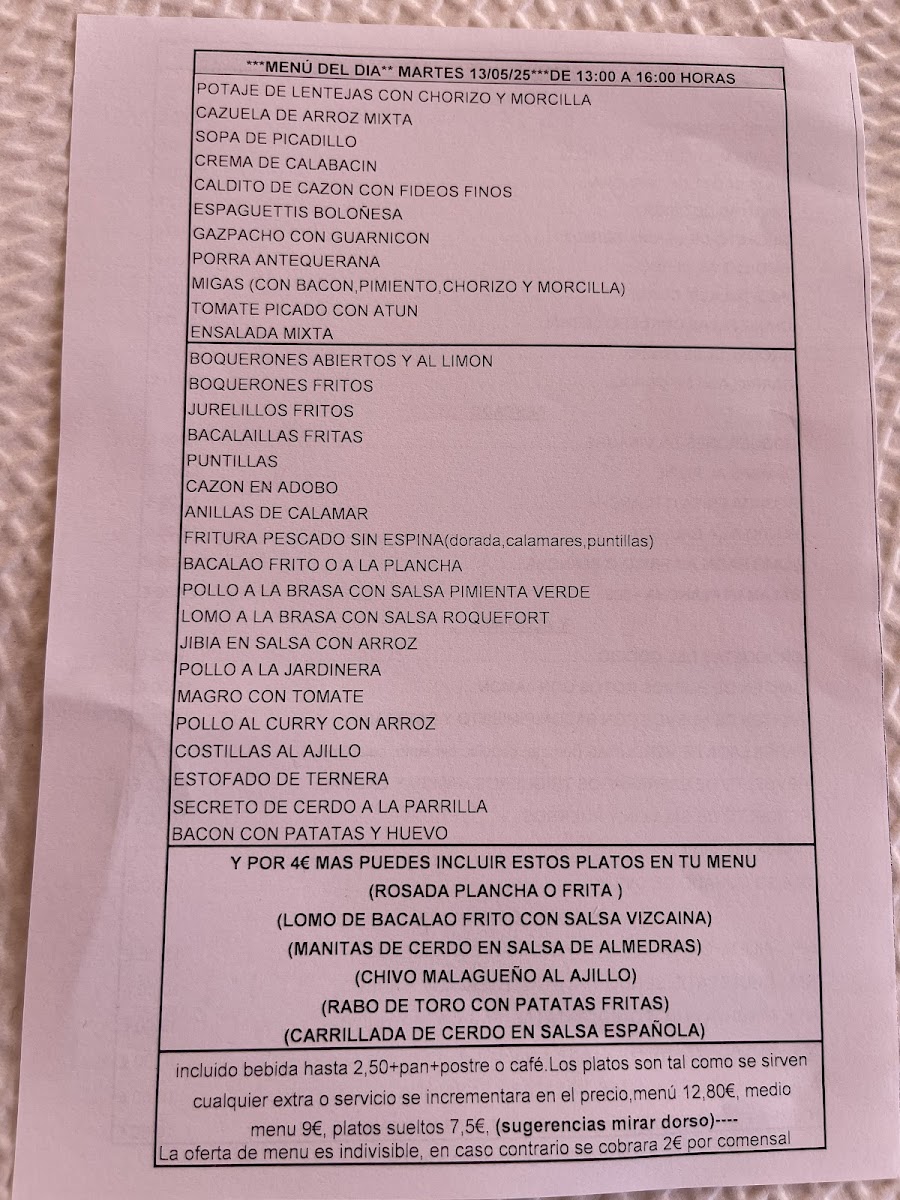 Cafetería Restaurante Dulcinea Photo Menu 2