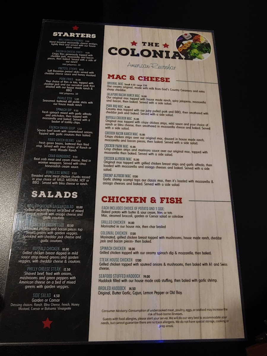 The Colonial Hotel and Restaurant Photo Menu 2