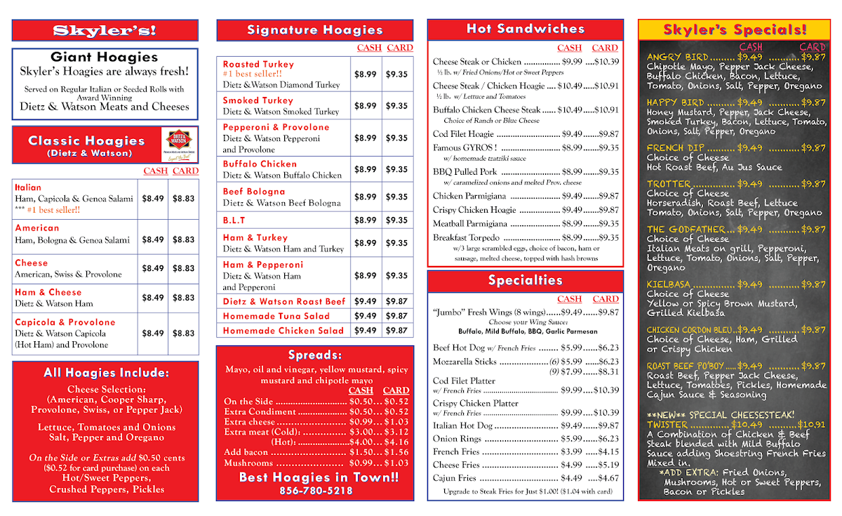 Skyler's Hoagies Photo Menu 1