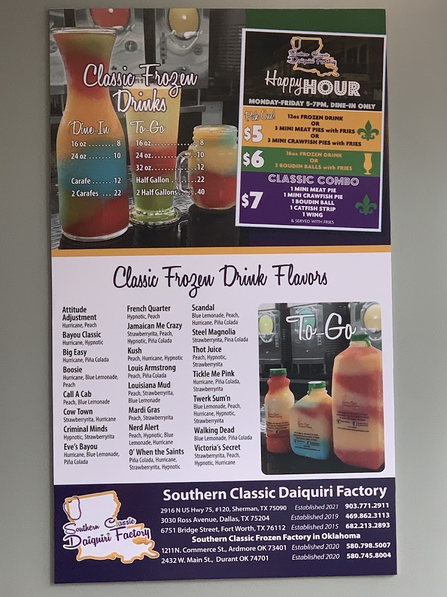 Southern Classic Daiquiri Factory Photo Menu 10