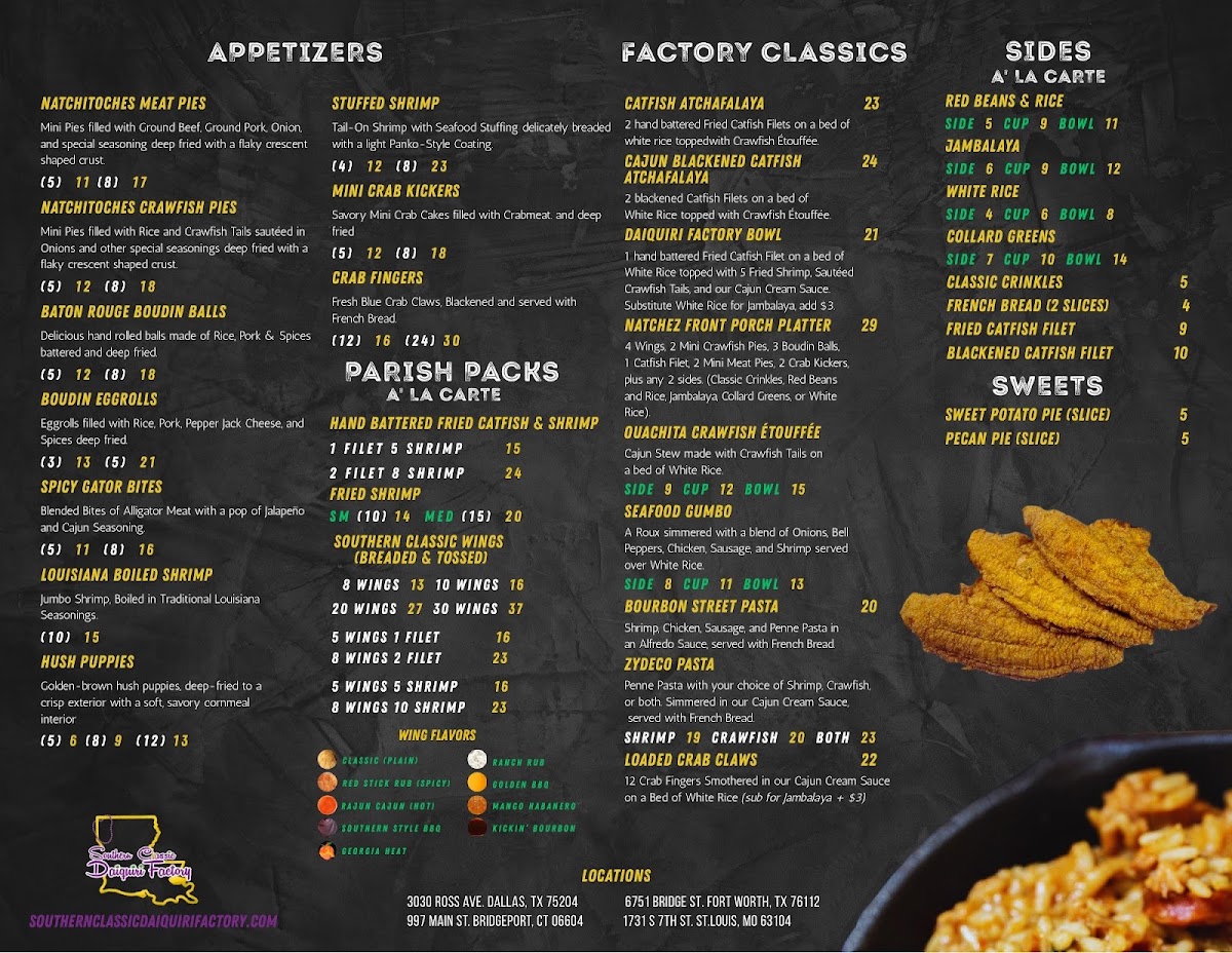 Southern Classic Daiquiri Factory Photo Menu 2