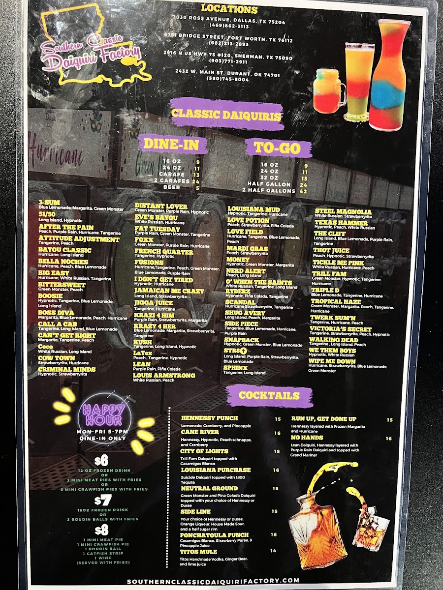 Southern Classic Daiquiri Factory Photo Menu 8