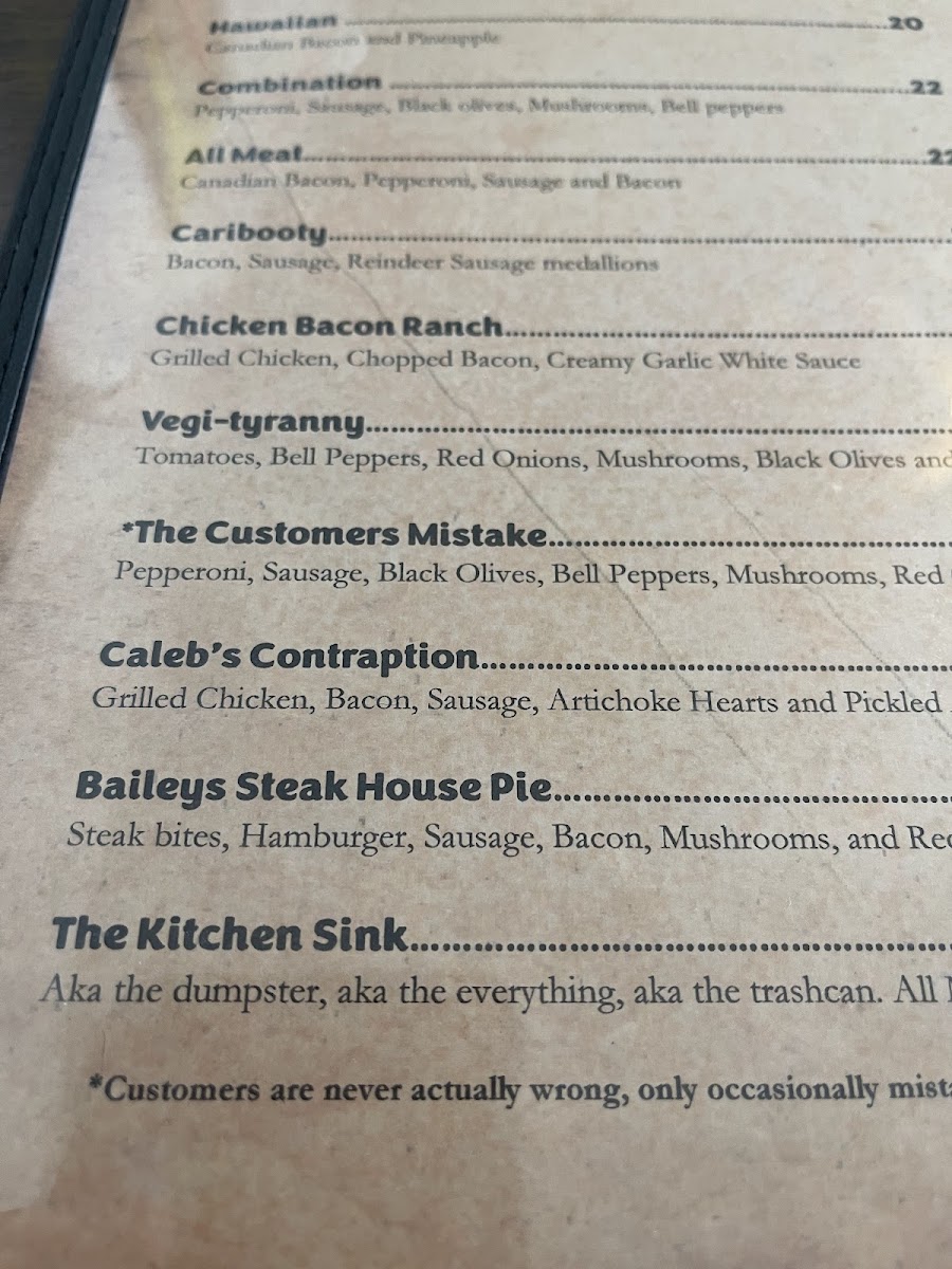 Bailey's of Bristol Bay Photo Menu 2