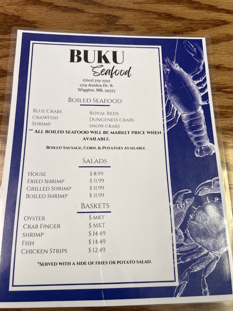 BUKU Seafood Photo Menu 1