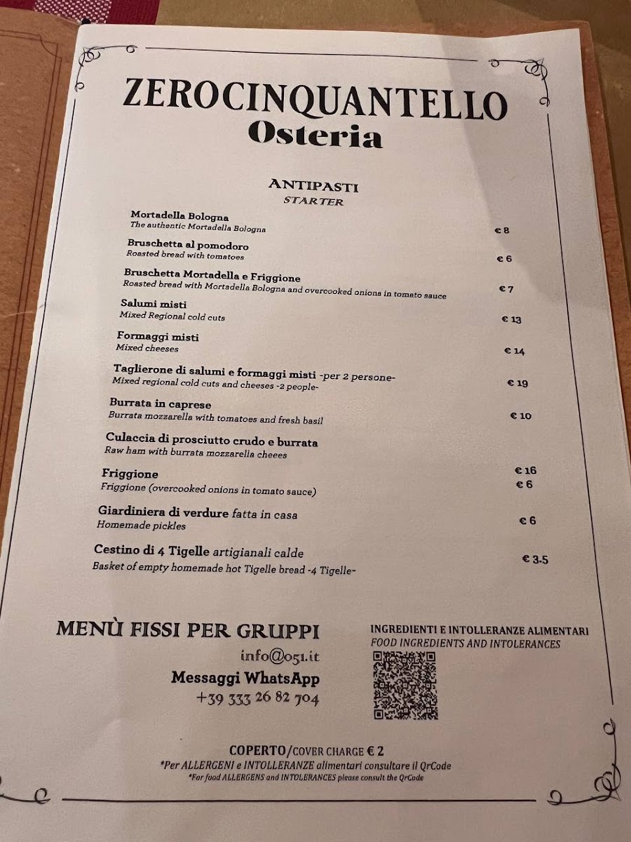 051 Osteria Zerocinquantello Photo Menu 5