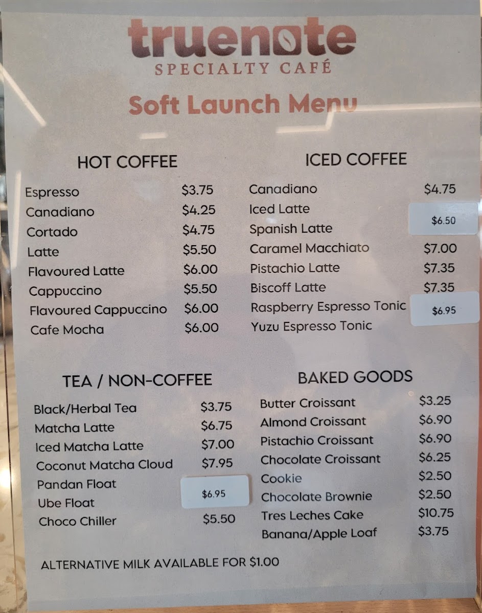 Truenote Specialty Cafe Photo Menu 1