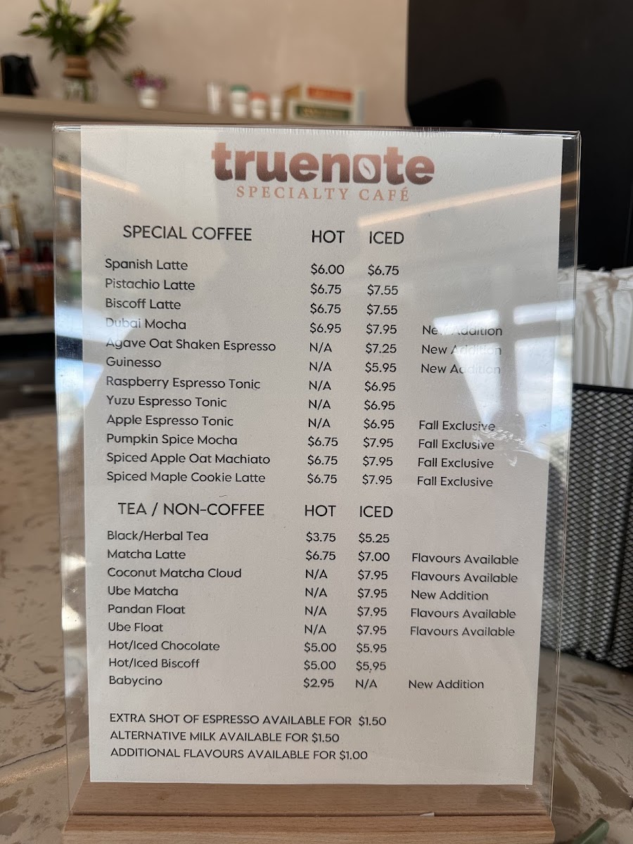 Truenote Specialty Cafe Photo Menu 3