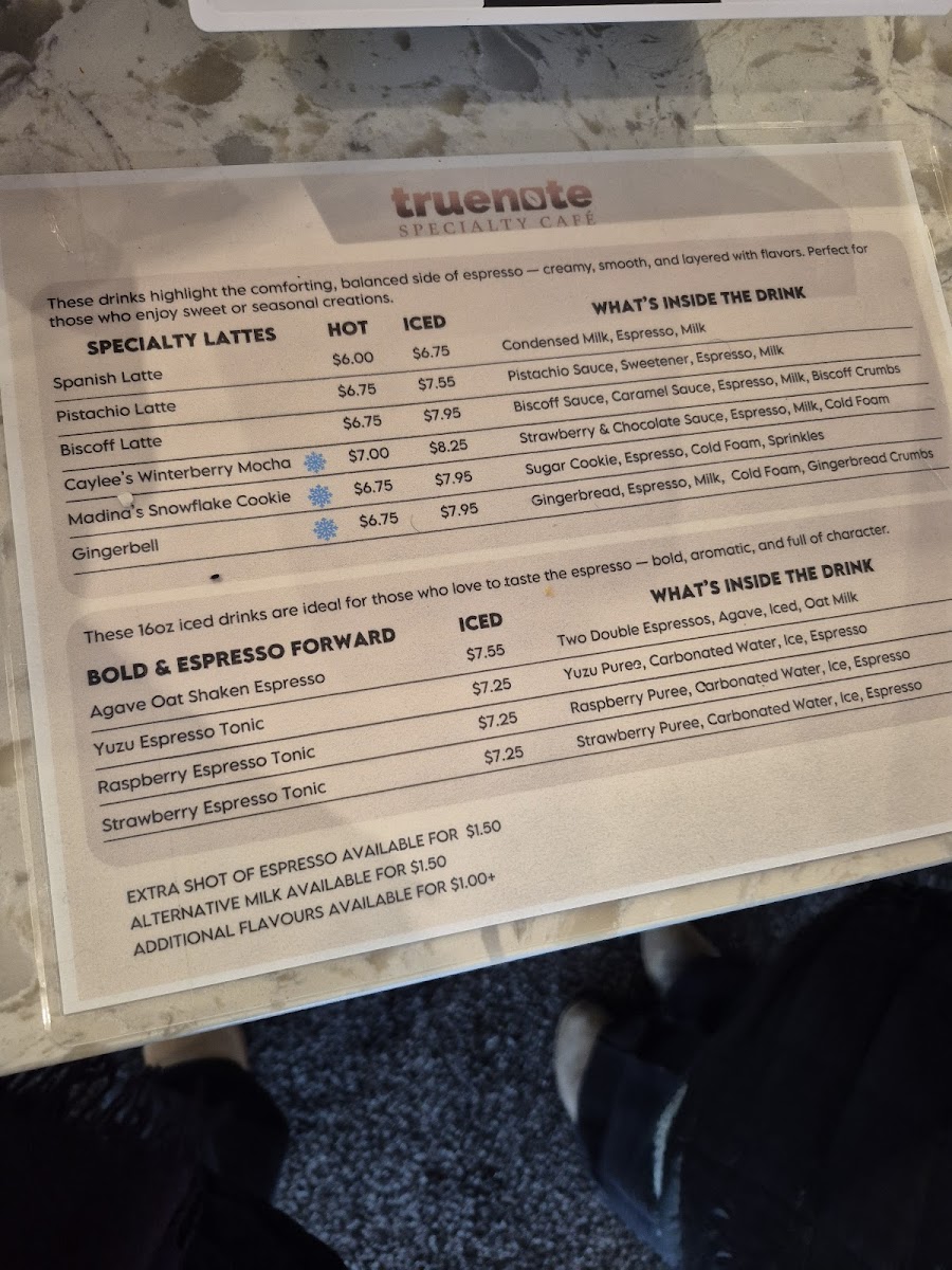 Truenote Specialty Cafe Photo Menu 4
