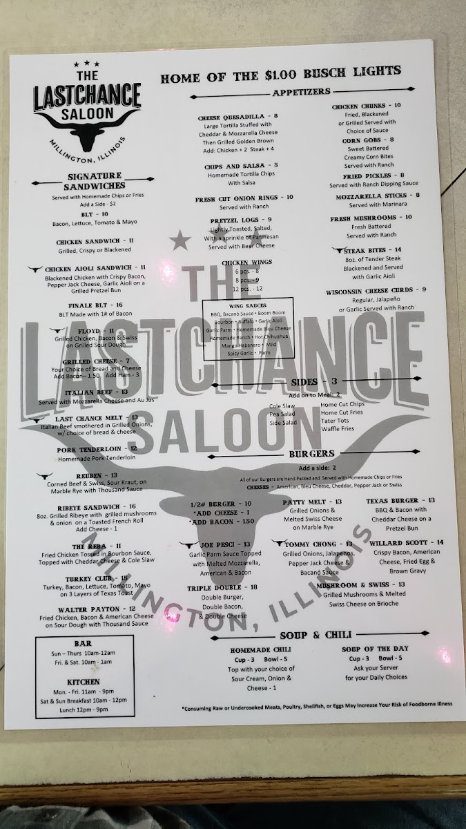 Last Chance Saloon Photo Menu 1