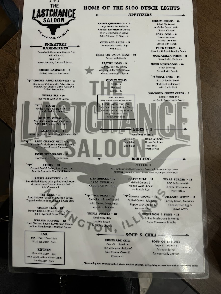Last Chance Saloon Photo Menu 3