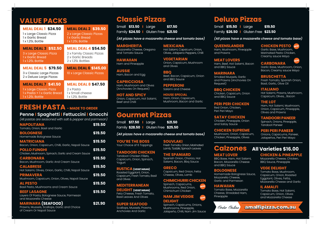 Amalfi Pizza & Pasta - Bellmere Photo Menu 2
