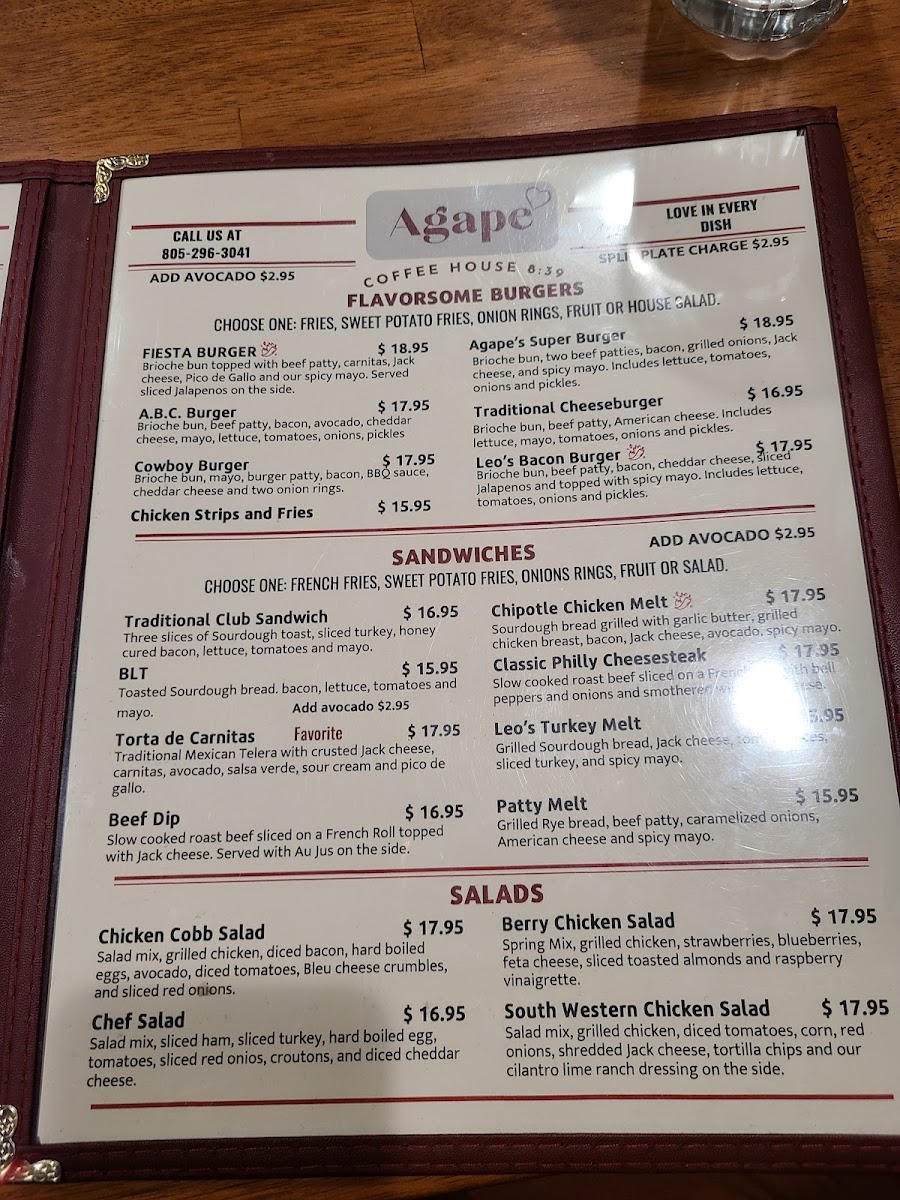 Agape Restaurant 8:39 Photo Menu 10