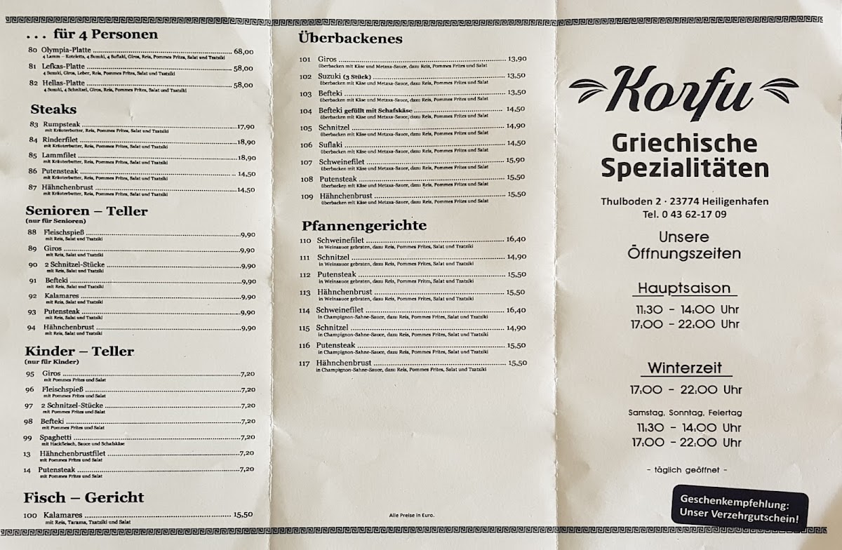 Restaurant Korfu Photo Menu 1