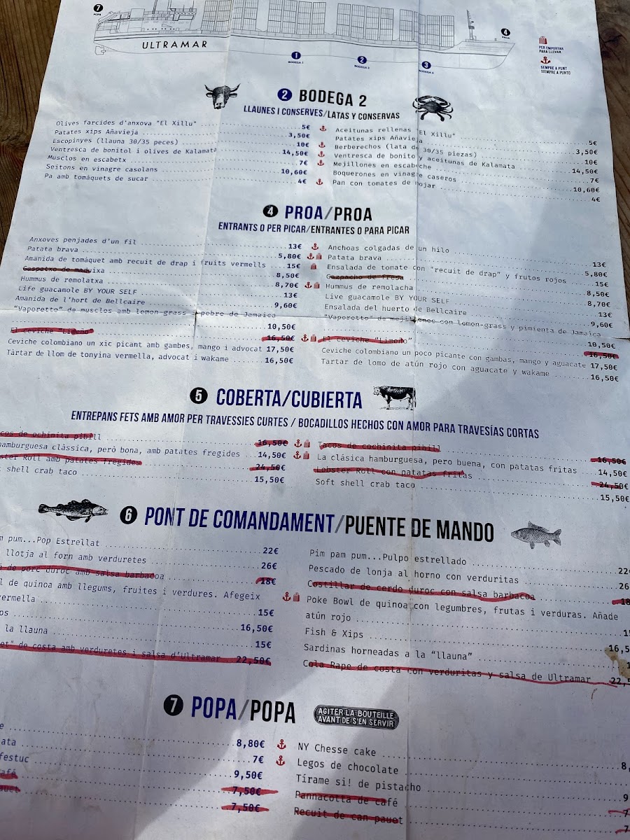 Ultramar Begur Photo Menu 2