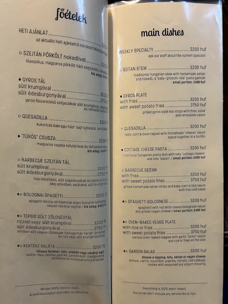 Kozmosz Vegan Restaurant Photo Menu 5