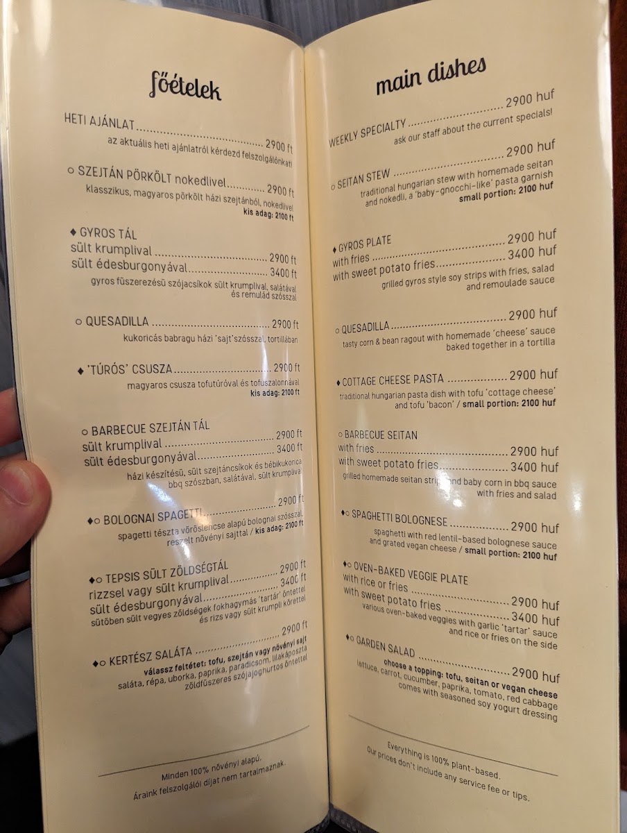 Kozmosz Vegan Restaurant Photo Menu 9