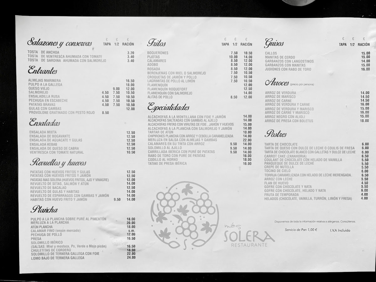 Bar restaurante Más Solera Photo Menu 1