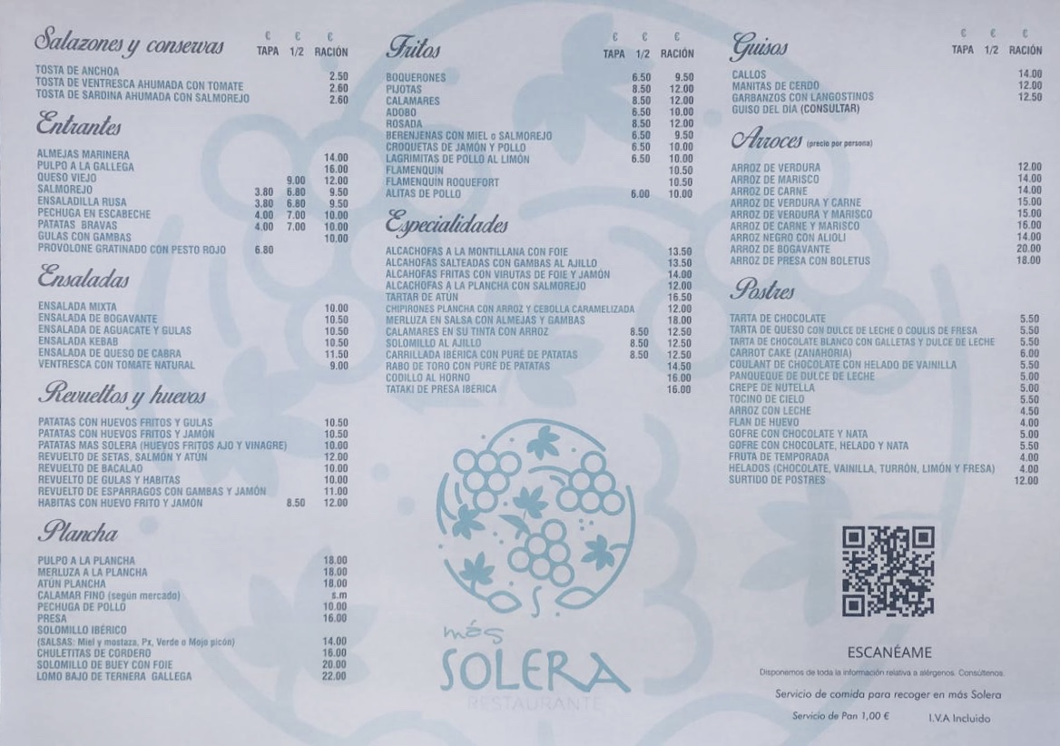 Bar restaurante Más Solera Photo Menu 3