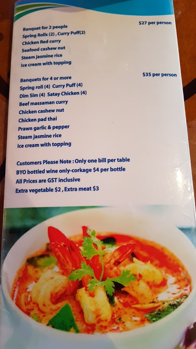 Thai Boat Restaurant Photo Menu 1