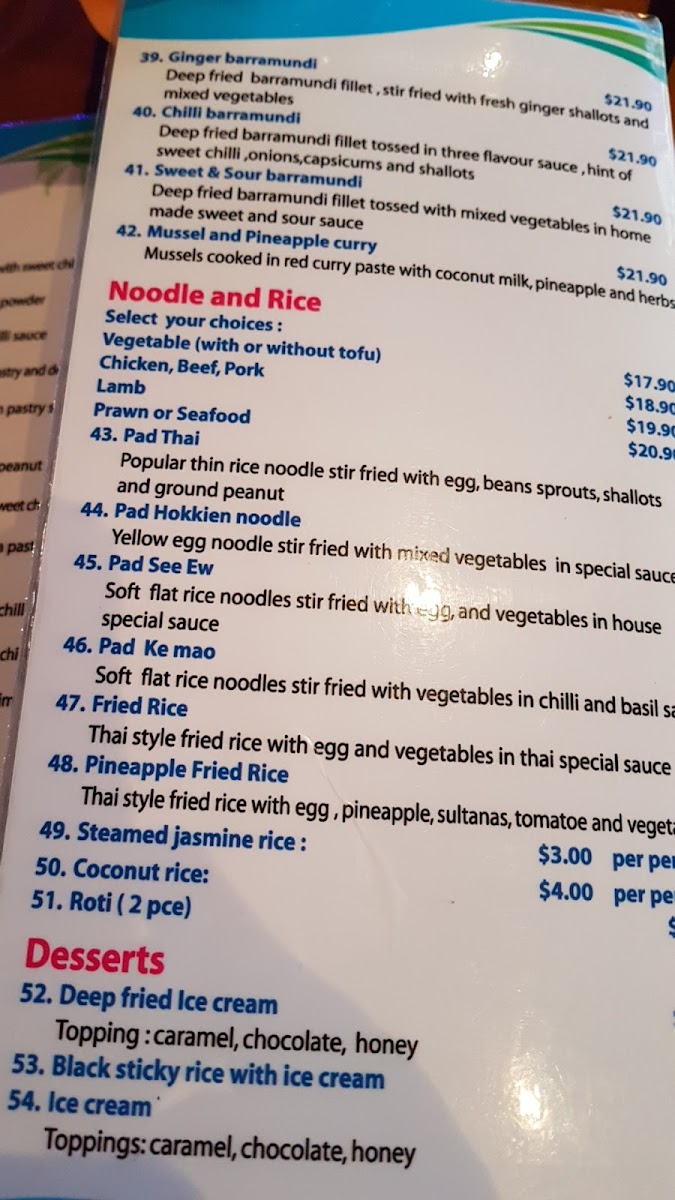 Thai Boat Restaurant Photo Menu 4