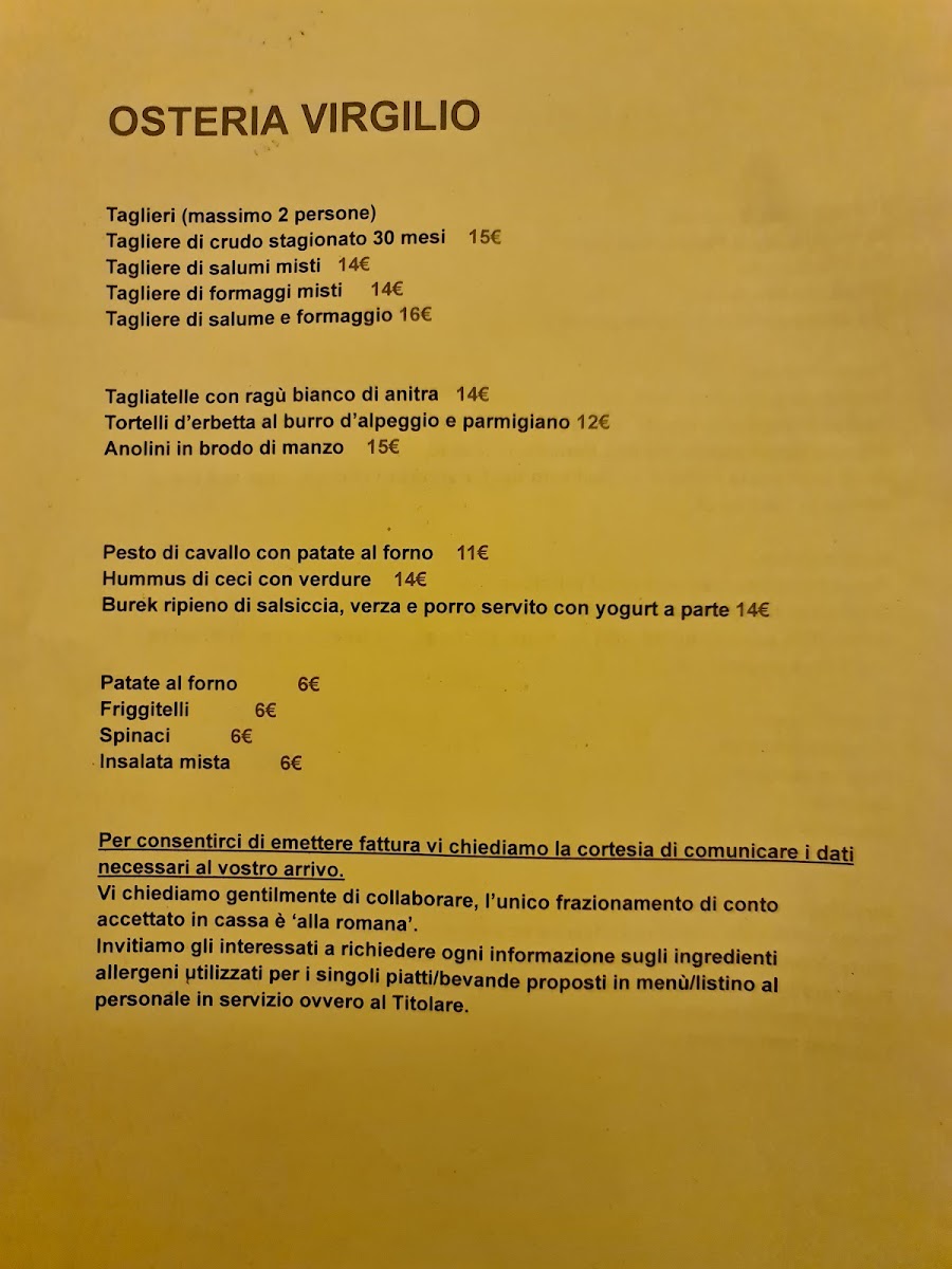 Osteria Virgilio Photo Menu 1