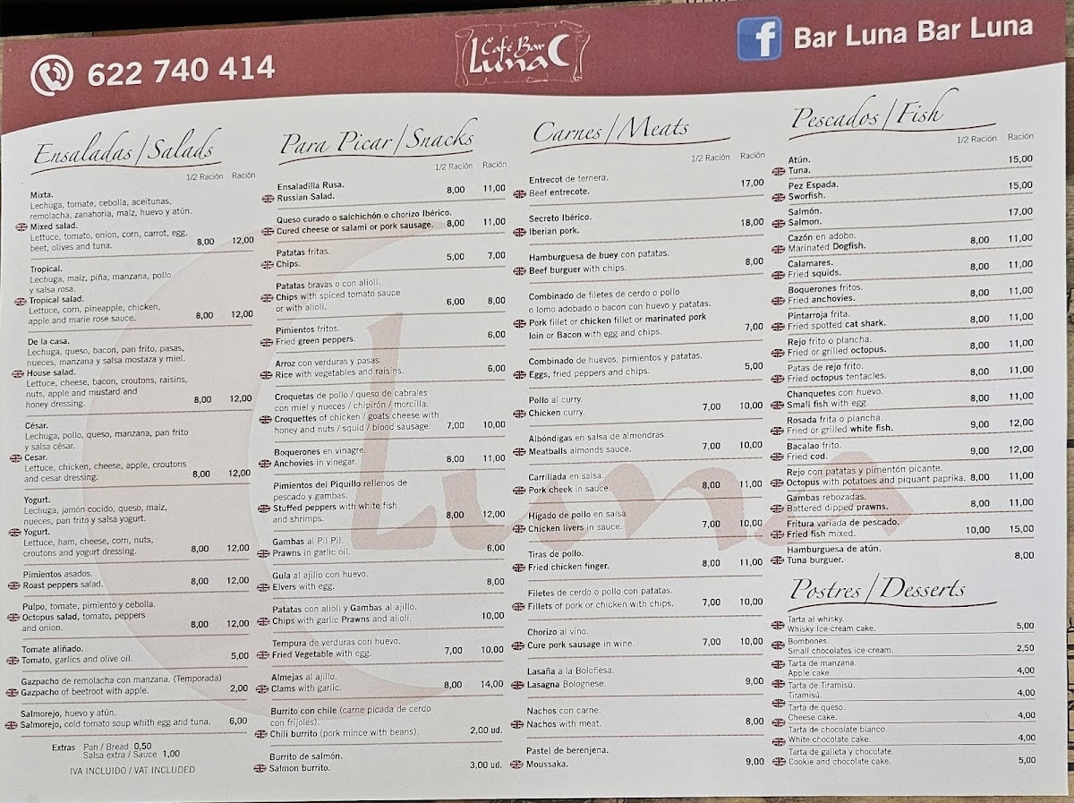 Café Bar Luna Photo Menu 3