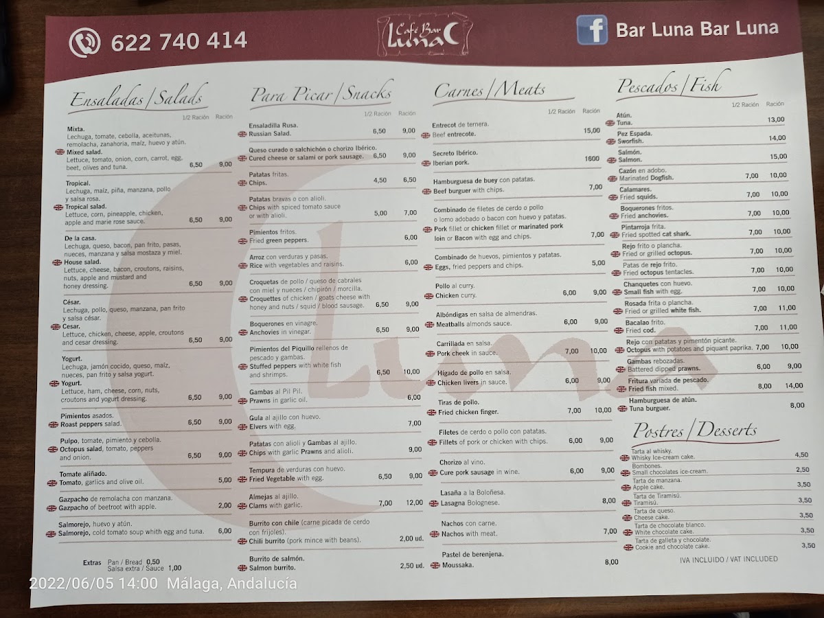 Café Bar Luna Photo Menu 7
