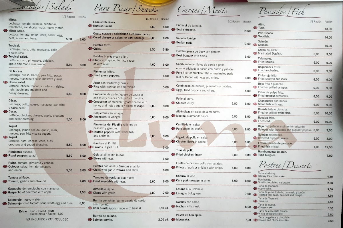 Café Bar Luna Photo Menu 8