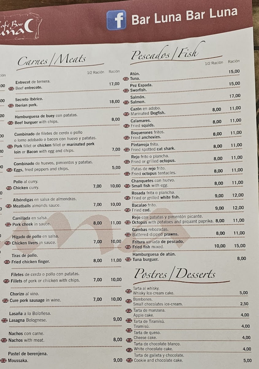 Café Bar Luna Photo Menu 9