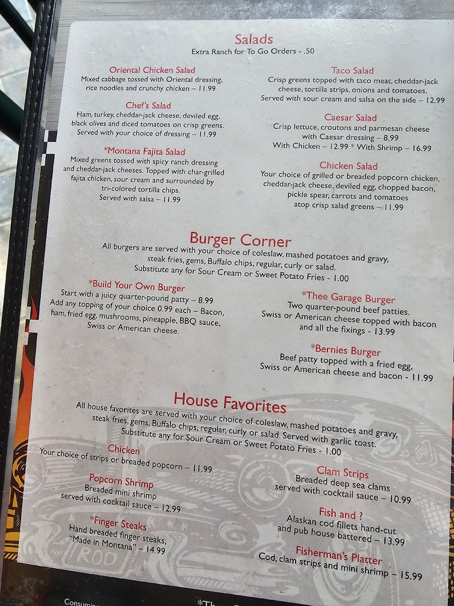 Thee Garage & Steakhouse Photo Menu 4