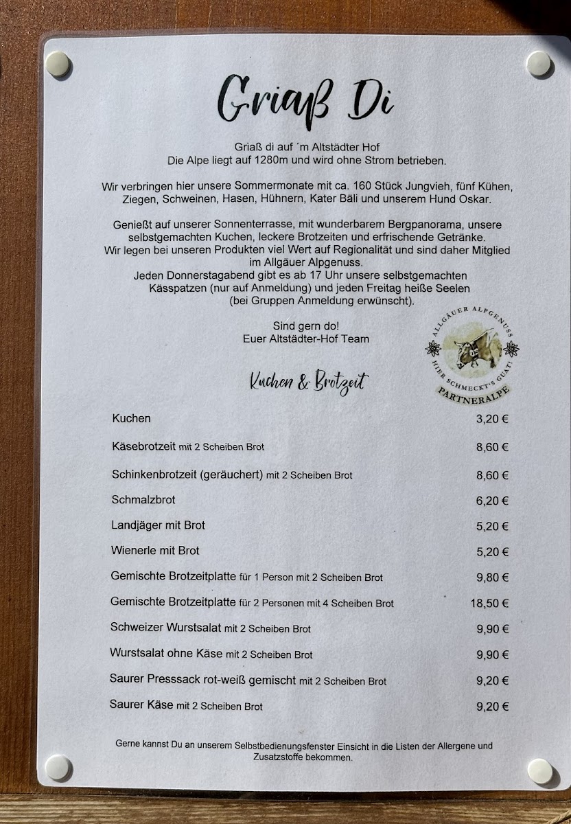 Alpe Altstädter Hof (Sommerbetrieb) 1.280 m Photo Menu 4