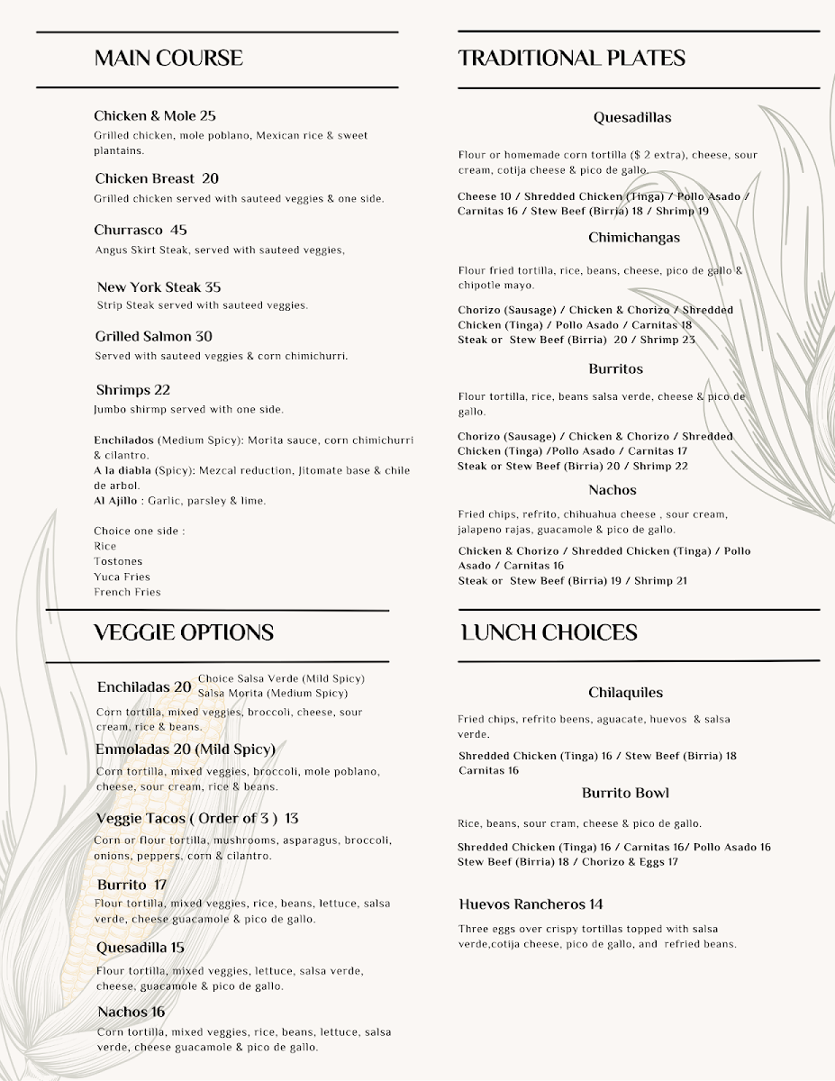 Agave & Maiz Photo Menu 1