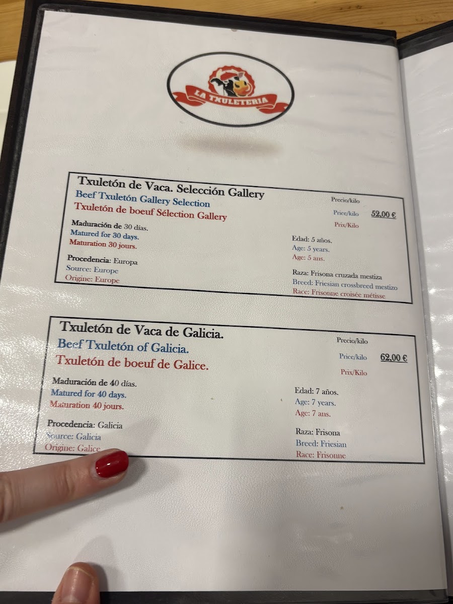 La Txuleteria Gallery Photo Menu 2