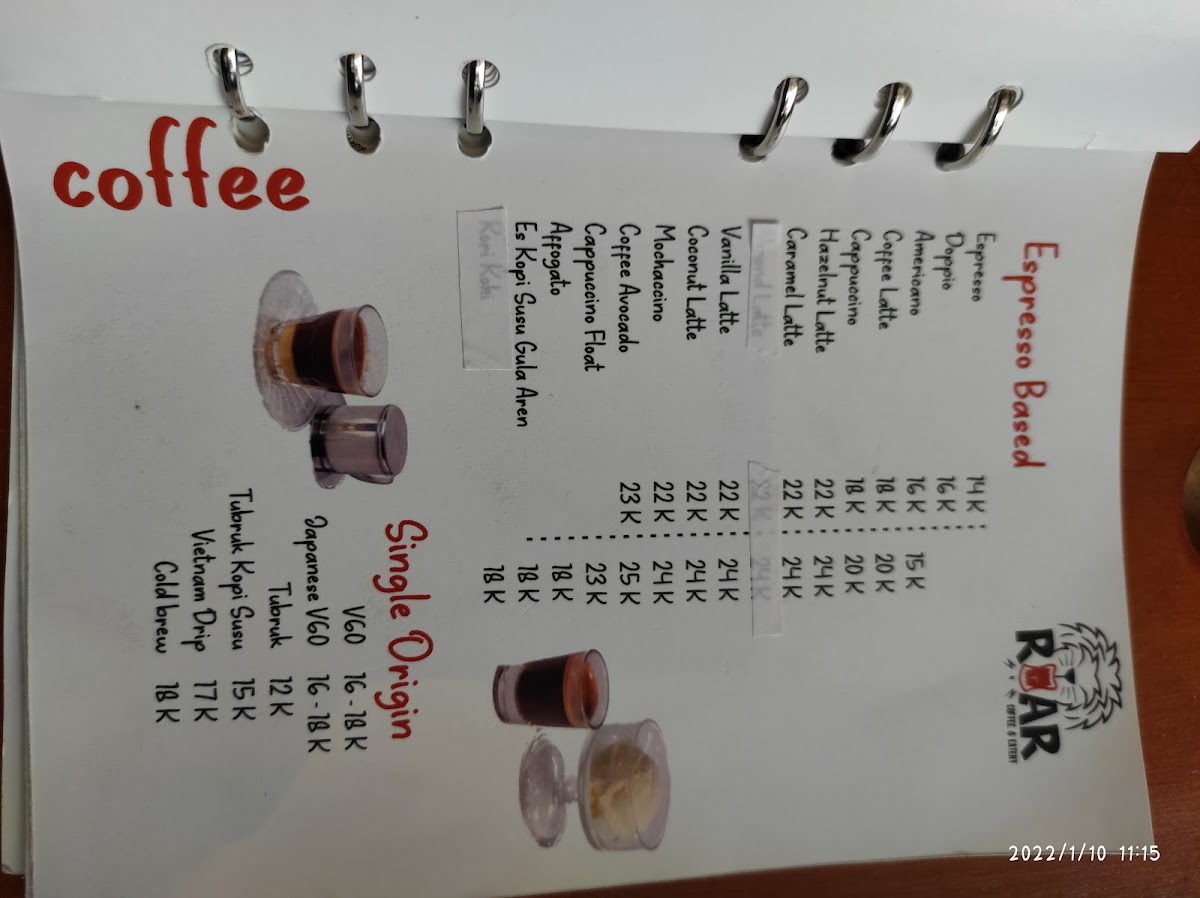 Roar Coffee and Eatery Photo Menu 3