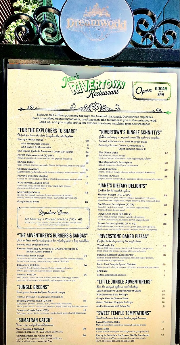 Jane’s Rivertown Restaurant Photo Menu 1