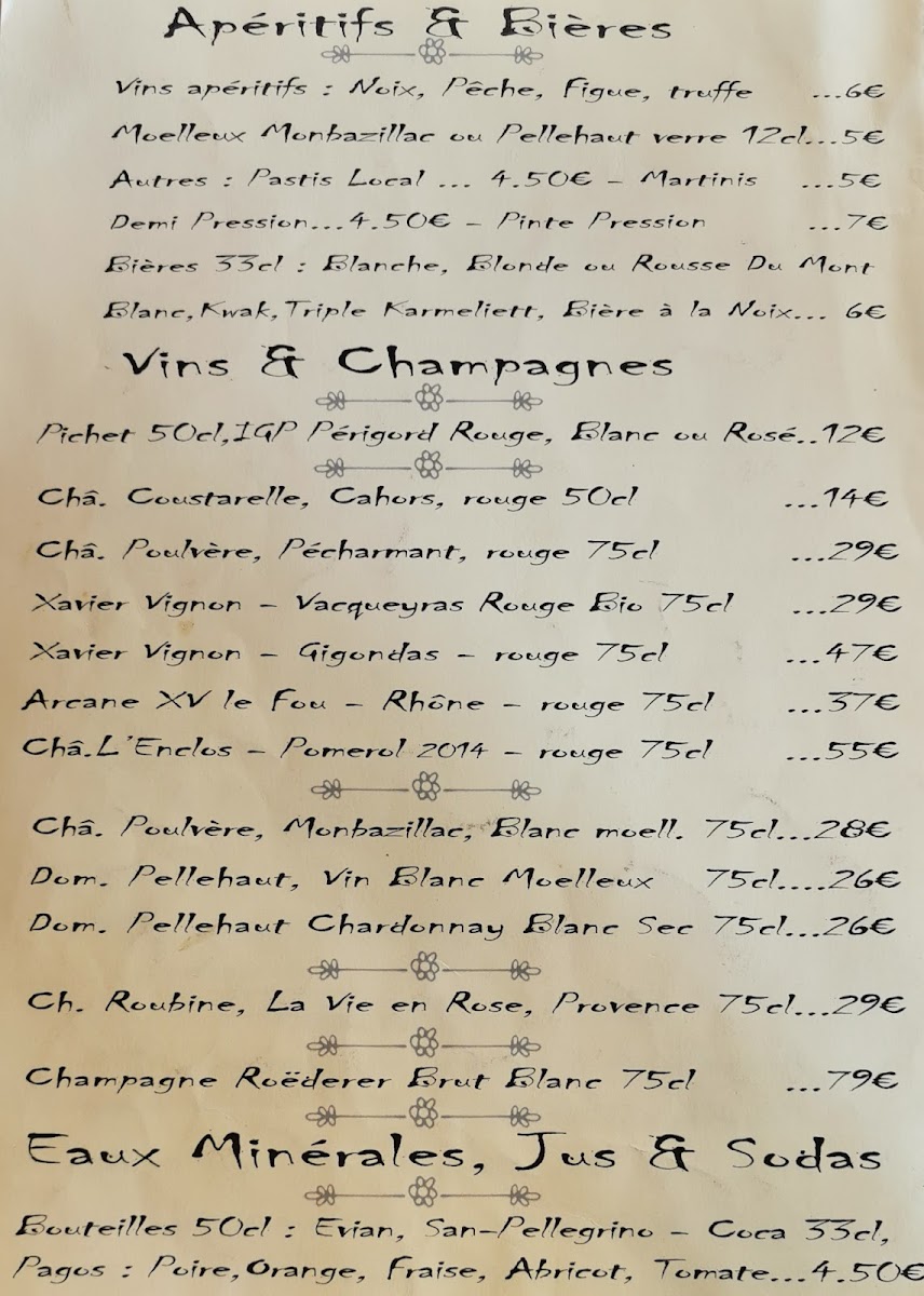 La Taverne de Lou Castelou Photo Menu 2