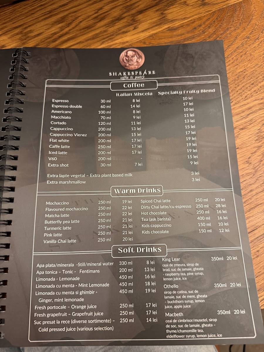 Shakespeare Coffee & Poetry Photo Menu 2