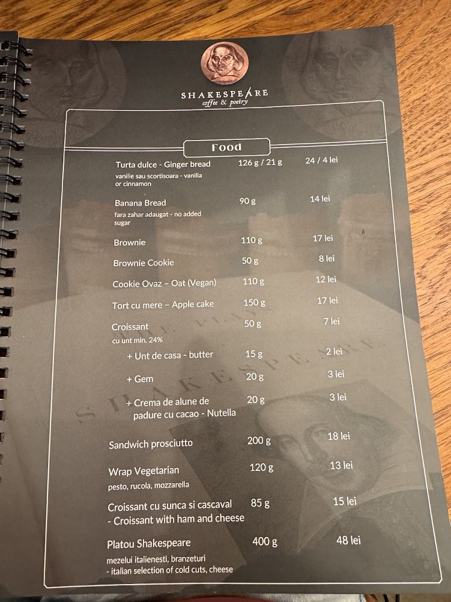 Shakespeare Coffee & Poetry Photo Menu 6