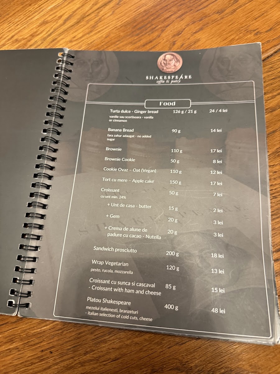 Shakespeare Coffee & Poetry Photo Menu 8