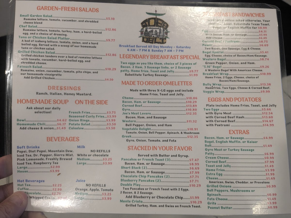 Joe's Deli & Restaurant Photo Menu 1