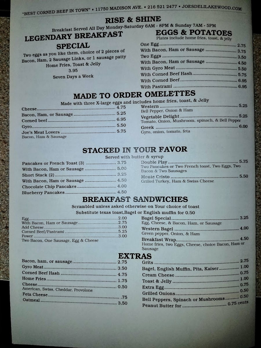 Joe's Deli & Restaurant Photo Menu 5