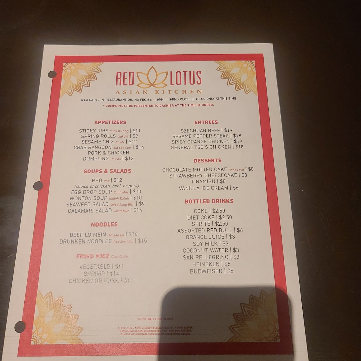 Red Lotus Asian Kitchen Photo Menu 1