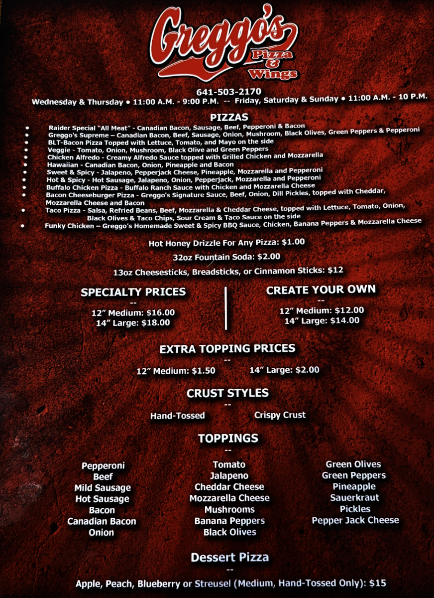 Greggo's Pizza & Sandwiches Photo Menu 2