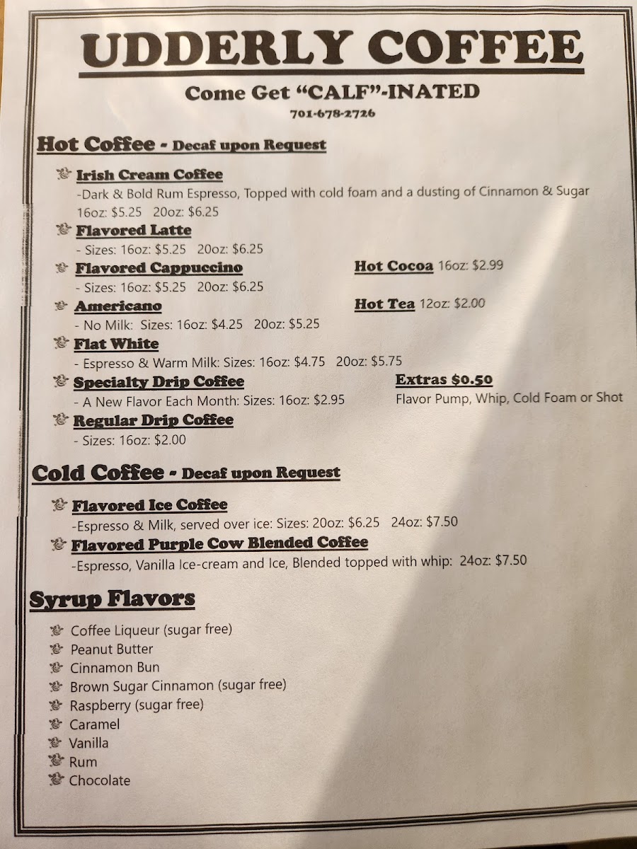 Purple Cow Udderly Delicious Coffee Photo Menu 3