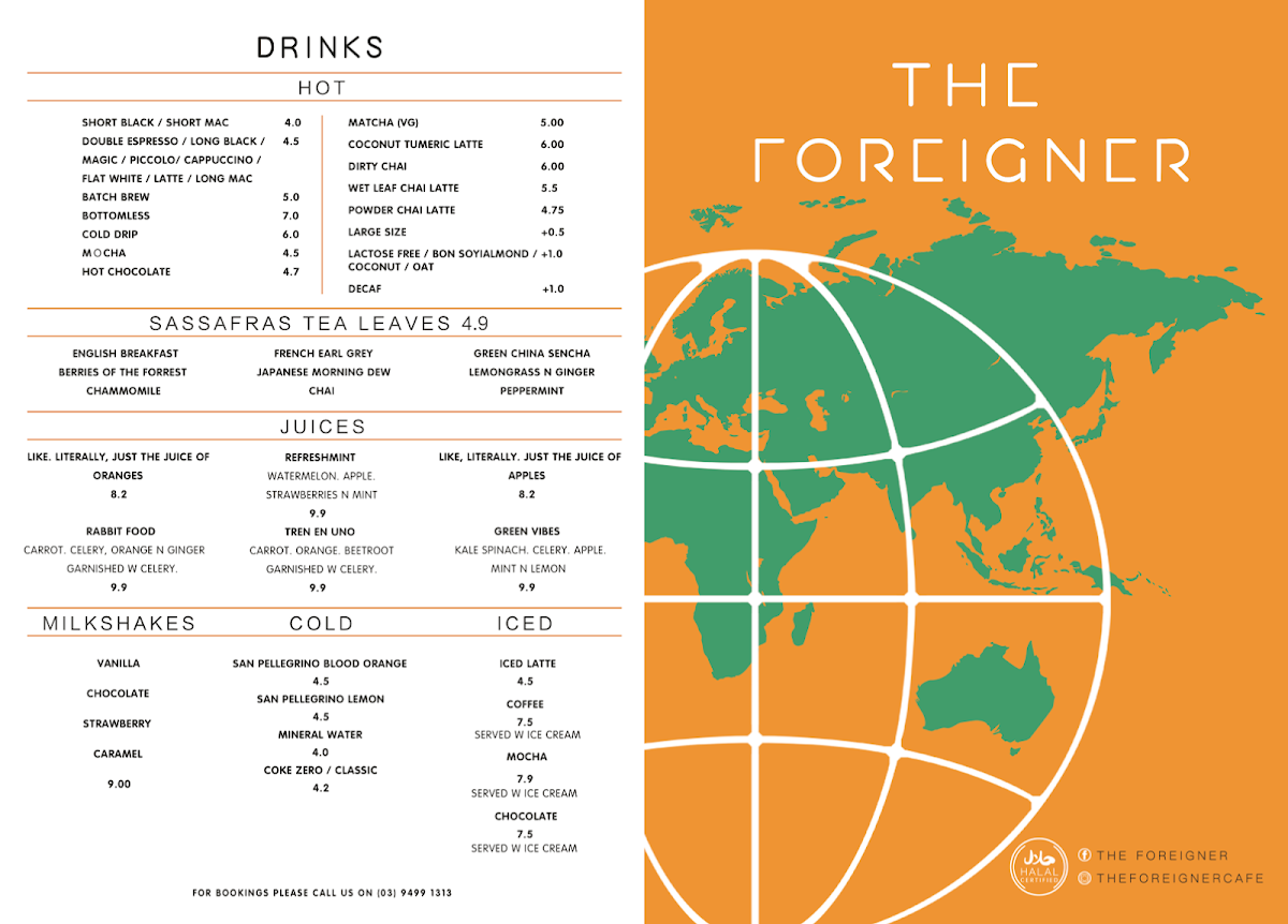 The Foreigner Café Ivanhoe Photo Menu 2